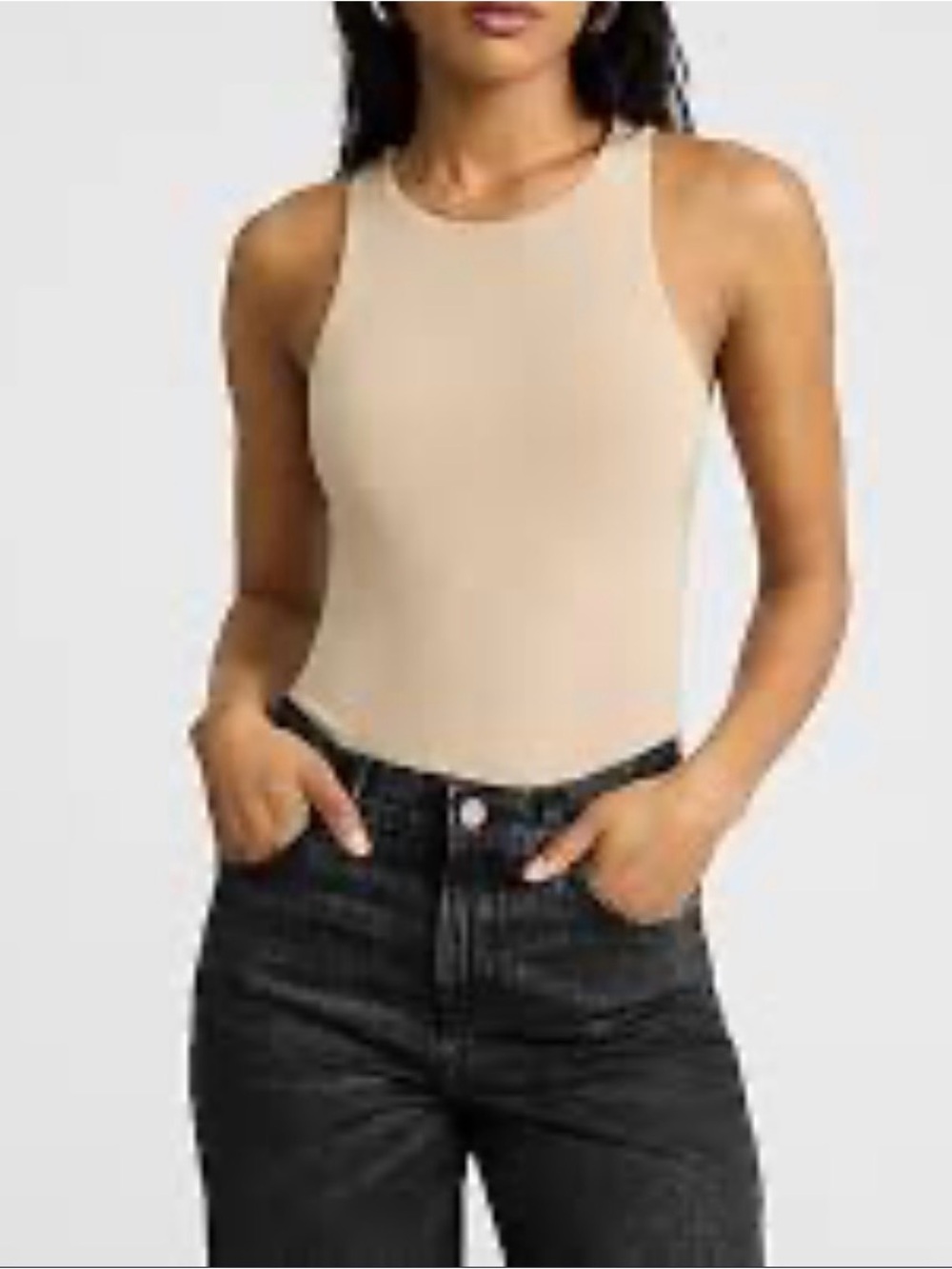 Express Body Contour Women's Sleeveless Tank Top Beige Size XL